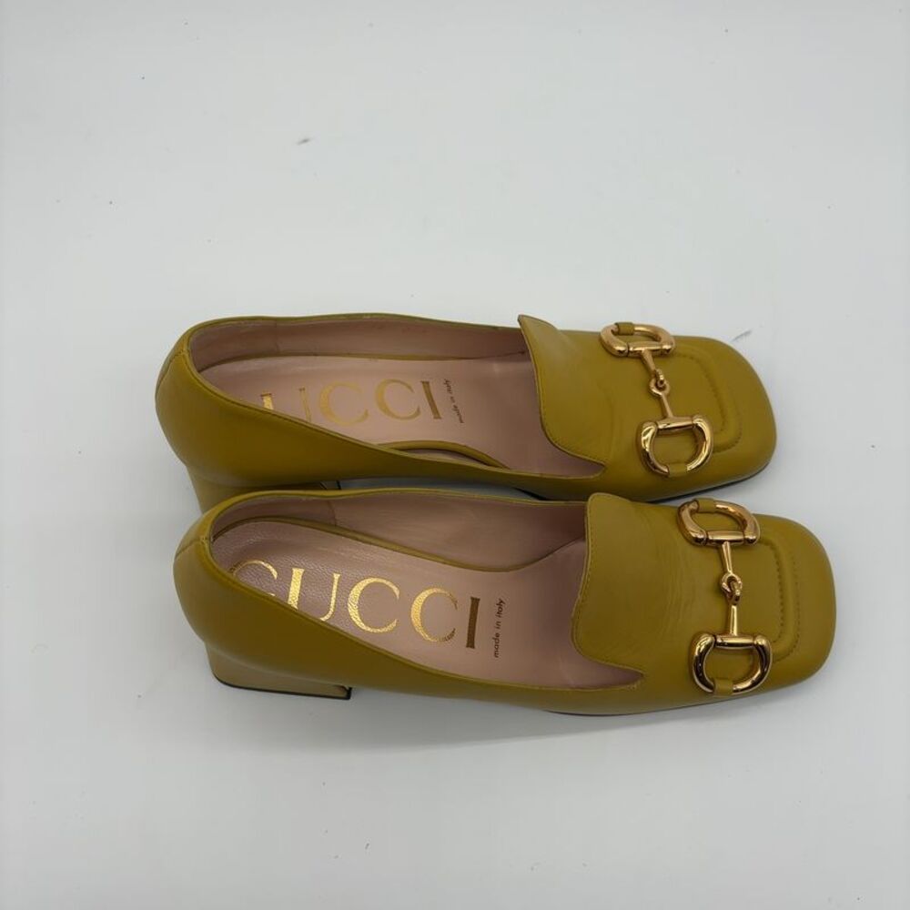 Gucci Mustard Yellow Leather Horsebit Loafers - Picture 5 of 6